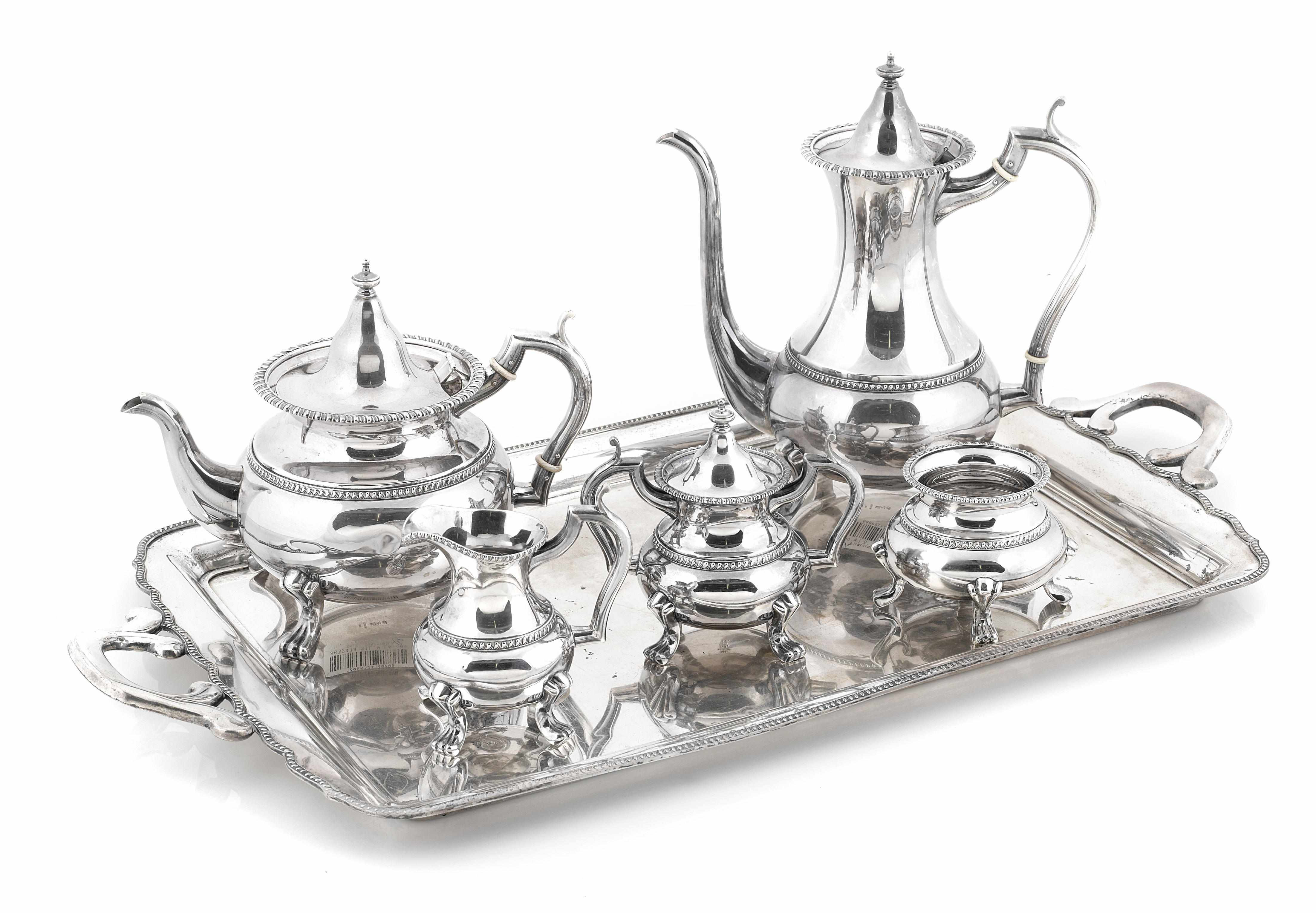 Appraisal: A Japanese silver five piece tea and coffee service second