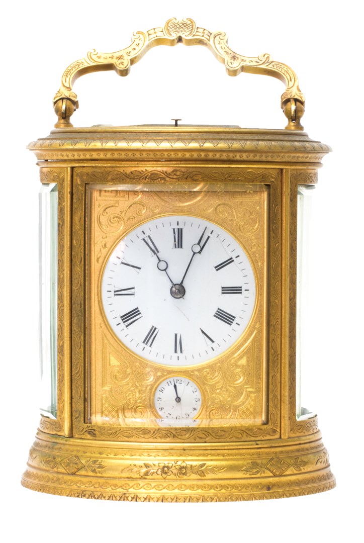 Appraisal: A French Petite Sonnerie oval carriage clock late th century