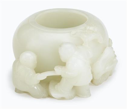 Appraisal: Fine Chinese white jade brush washer th century