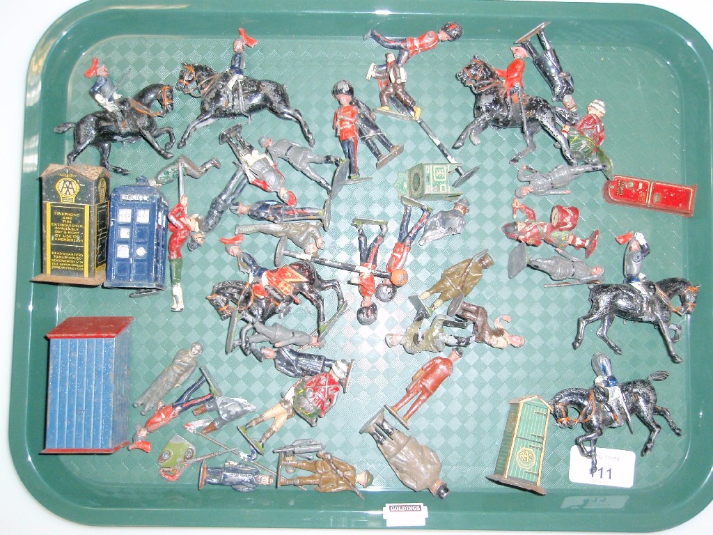 Appraisal: Assorted Britains and other lead figures household cavalry service boxes