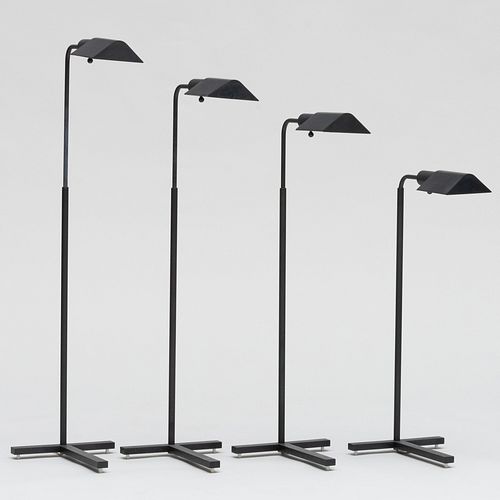 Appraisal: SET OF FOUR CONTEMPORARY BRONZE PLATED RETRACTABLE READING LAMPSUnmarked The