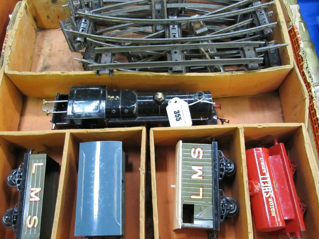 Appraisal: Hornby tinplate LMS train set with Shell tanker and track