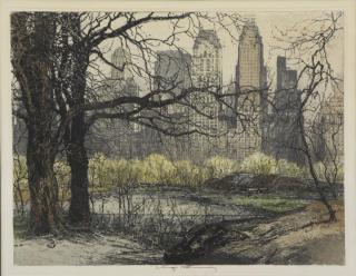 Appraisal: KASIMIR Luigi Etching Central Park Pencil signed lower center From