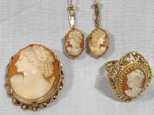 Appraisal: A suite of carat gold cameo jewellery comprising a cameo