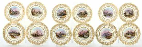 Appraisal: Royal Doulton architecturally painted plates by John Hugh Plant circa