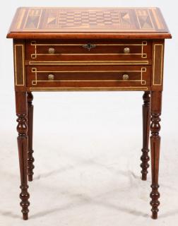 Appraisal: WALNUT AND FRUIT WOOD INLAY GAMES TABLE WALNUT AND FRUIT