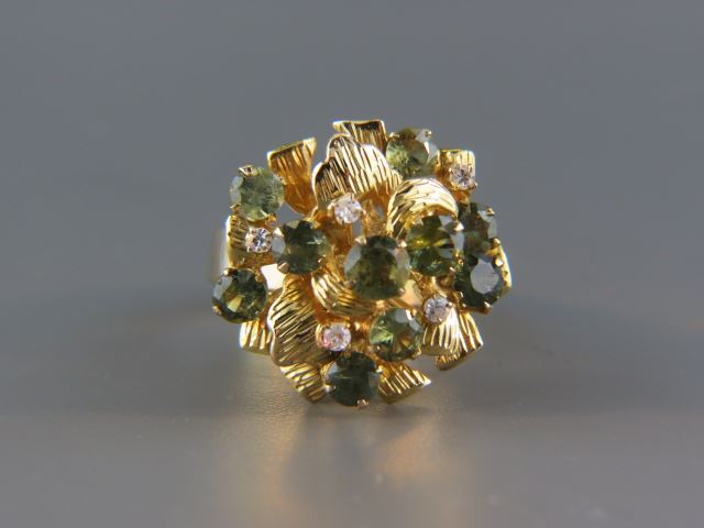 Appraisal: Green Tourmaline and Diamond Ring round gems weighing carats and