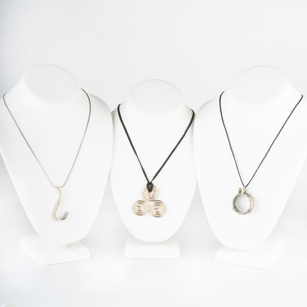 Appraisal: Group of Three MIscellaneous Pendant Necklaces Including a sterling silver