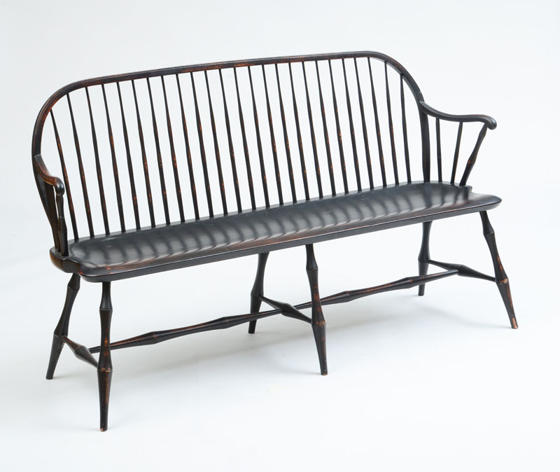 Appraisal: REPRODUCTION WINDSOR BENCH IN BLACK PAINT BY D R DIMES