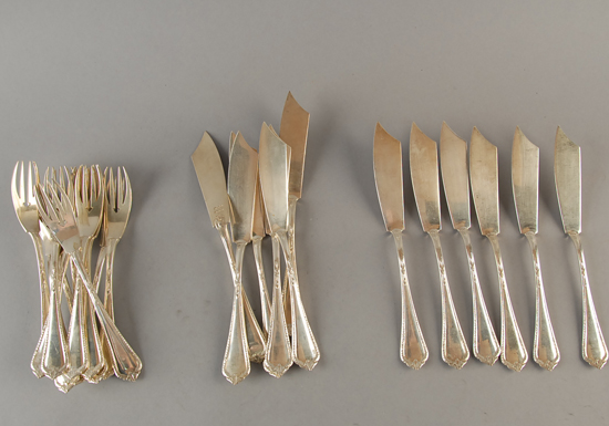 Appraisal: A Set of Twelve Dutch Sterling Fish Knives and Forks