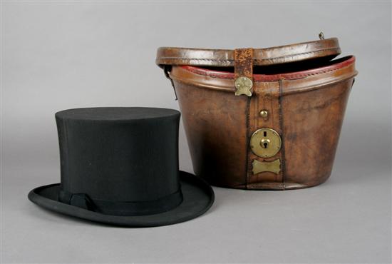 Appraisal: A Leather Hat Box Height x width inches