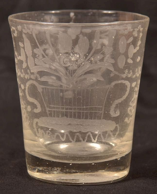 Appraisal: Stiegel Blown Colorless Glass Fluted Tumbler Stiegel Type Blown Colorless