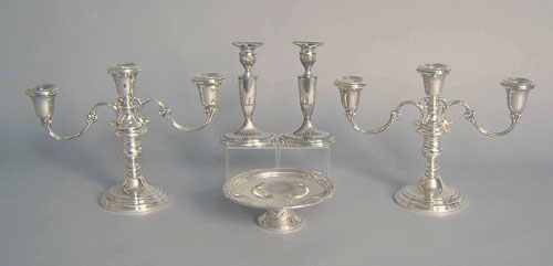 Appraisal: Pair of Gorham weighted sterling silver candelabra h together with