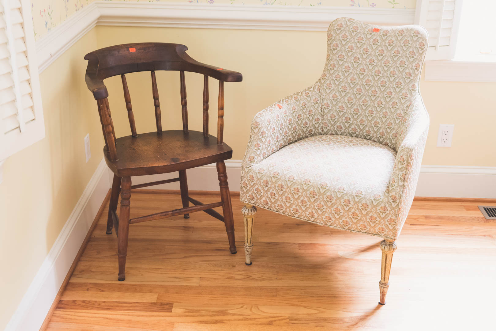 Appraisal: Louis XVI style painted upholstered chair along with a wood