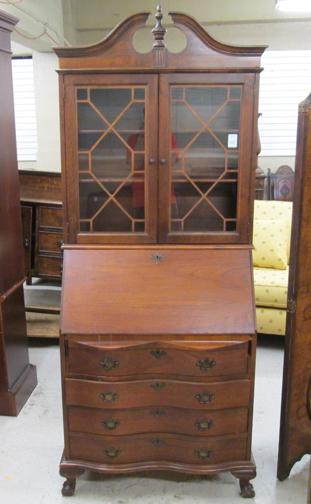 Appraisal: CHIPPENDALE STYLE MAHOGANY SECRETARY BOOKCASE American mid- th century the