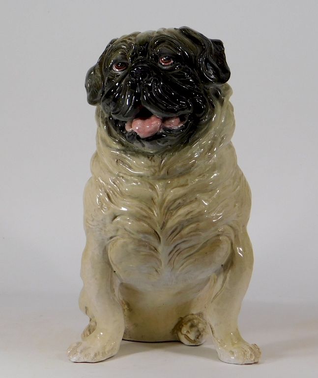 Appraisal: C Italian Glazed Terracotta Model of a Pug Dog Italy