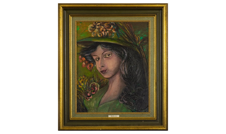 Appraisal: Lucie Brulin Belgian Artist Portrait in thick oil on panel