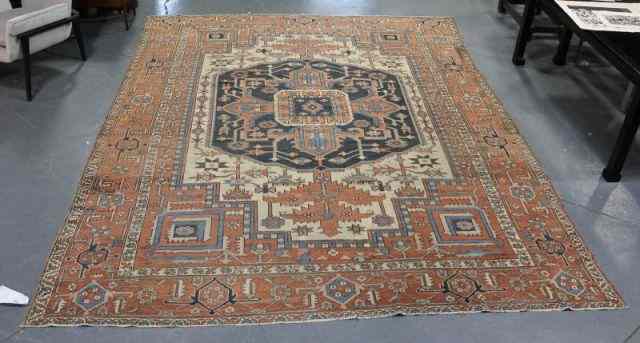 Appraisal: Roomsize Antique Heriz Carpet From a Rye NY estate Dimensions