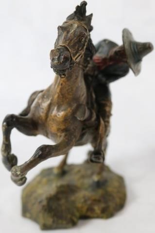 Appraisal: ATTRIB CARL KAUBA - AUSTRIA COLDPAINTED BRONZE DEPICTING BRONCO BUSTER