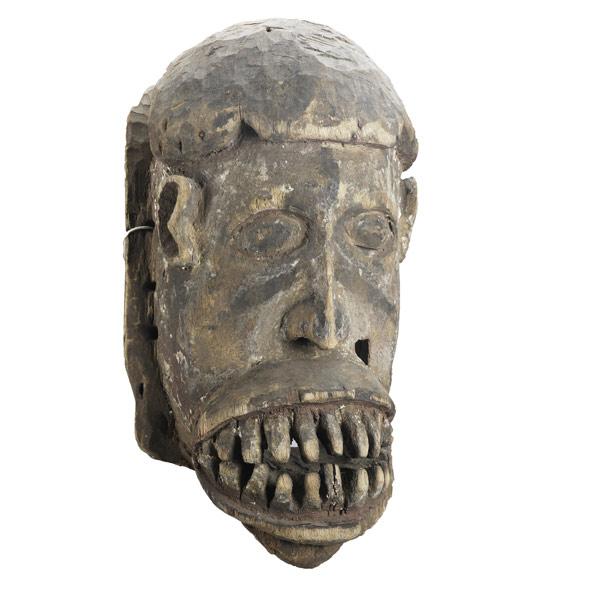 Appraisal: Ibo mask Nigeria Carved wood mask with agressive facial features