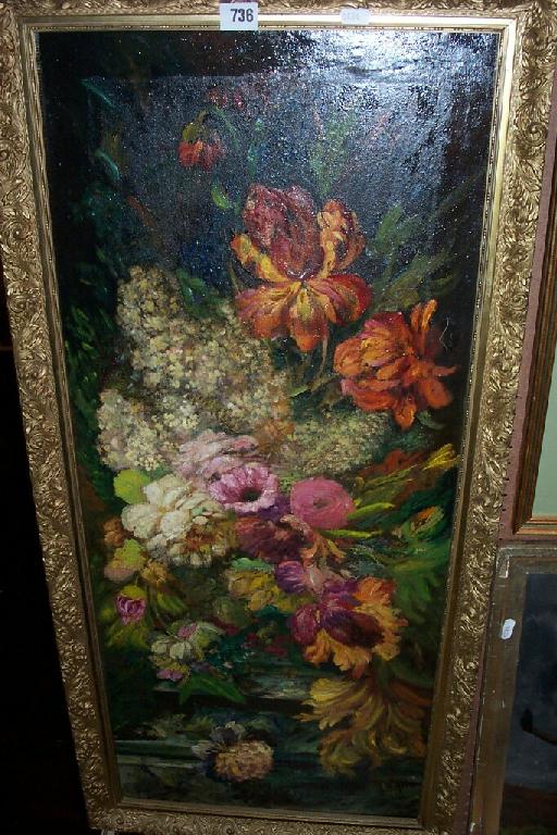 Appraisal: An oil painting on canvas still life with summer flowers