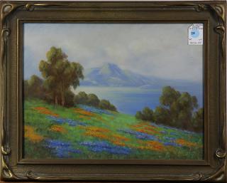 Appraisal: Pastel Poppies and Lupine by the Coast California School th