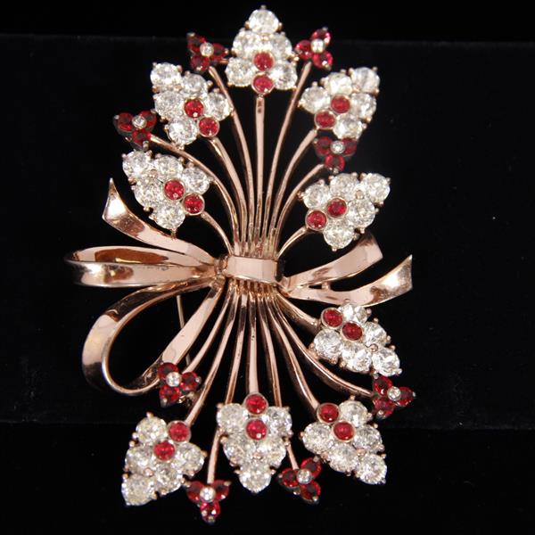 Appraisal: Pennino Large Sterling Vermeil Floral Spray Bow Brooch Pin with