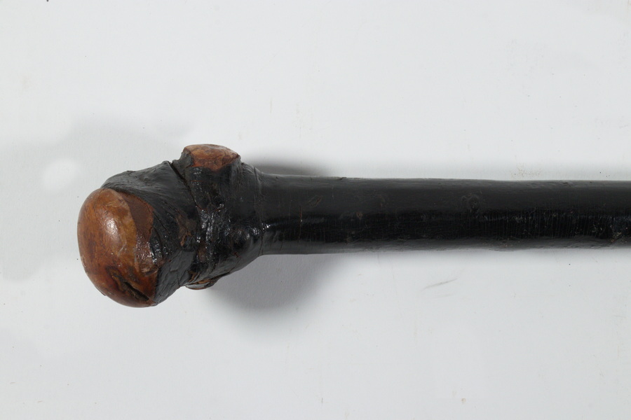 Appraisal: EARLY IRISH BLACKTHORN WALKING STICK CUDGEL With a large heavy