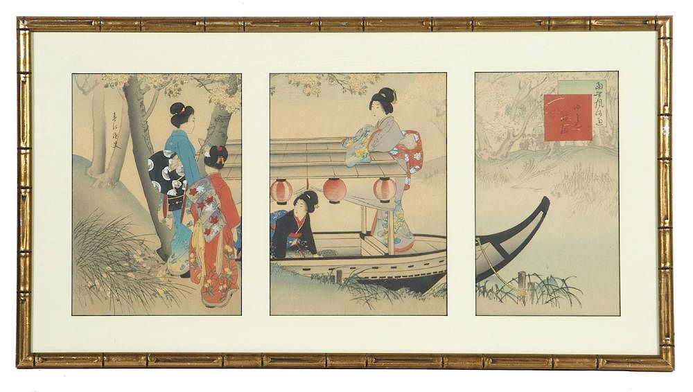 Appraisal: Shuntei Miyagawa Beauty and Cherry Blossom woodblock Shuntei Miyagawa Japan