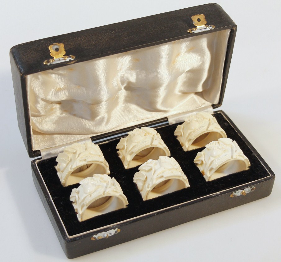 Appraisal: A set of six early thC Chinese ivory napkin rings