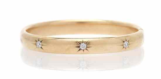 Appraisal: A Karat Rose Gold and Diamond Bangle Bracelet containing three