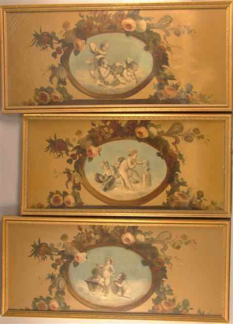 Appraisal: FRENCH TH CENTURY SET OF THREE TROMPE L'OEIL REPRESENTING PAINTING