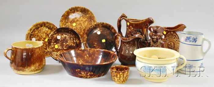 Appraisal: Twelve Pieces of Rockingham Stoneware and Glazed Yellowware including jug