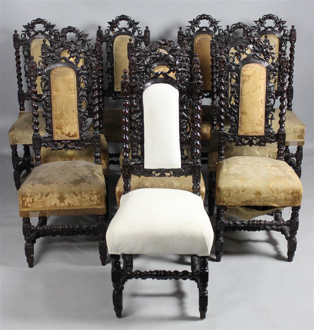 Appraisal: SET OF ELEVEN CARVED AND UPHOLSTERED FRENCH BAROQUE STYLE SIDE