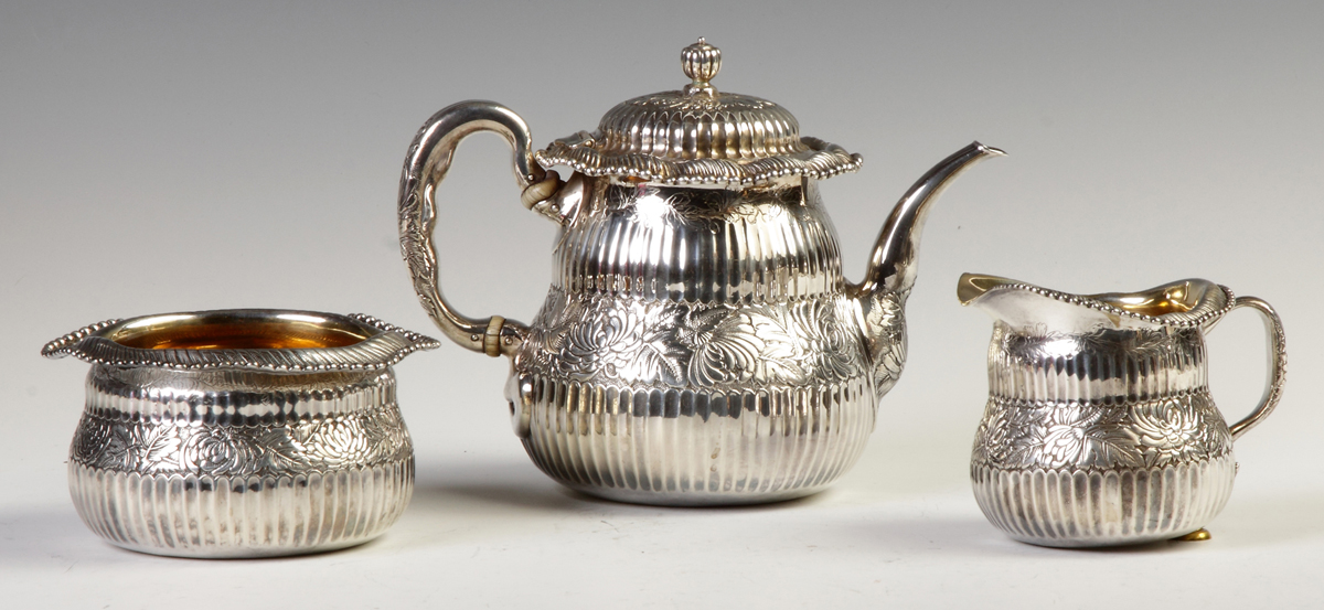 Appraisal: Tiffany Co Sterling Silver -Pc Tea Set Chrysanthemum w fluted