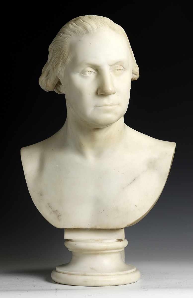 Appraisal: Period Carved Marble Bust of George Washington On gray marble