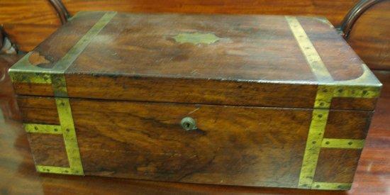 Appraisal: A th Century rosewood and brass bound writing slope the