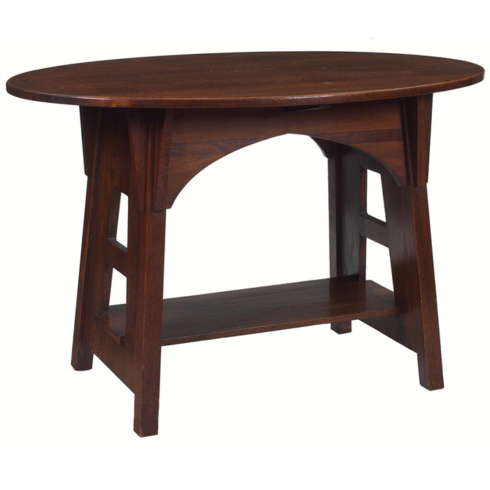 Appraisal: Good Limbert table oval top with cut-out slab sides fine