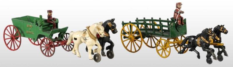 Appraisal: Lot of Cast Iron Kenton Horse-Drawn Toys Description American Both