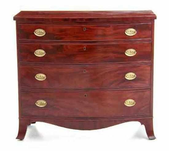 Appraisal: Federal mahogany bowfront chest of drawers probably Maryland circa D-shape