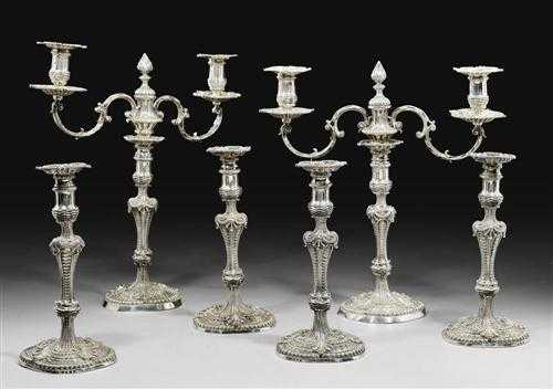 Appraisal: SET OF CANDLE HOLDERS AND CANDELABRAS The candle holders London