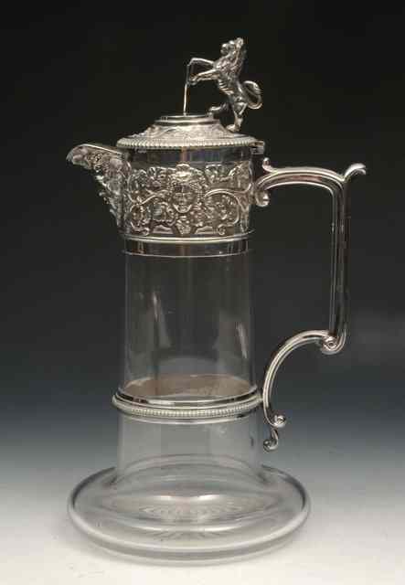 Appraisal: A VICTORIAN GLASS DECANTER of cylindrical from with silver plated