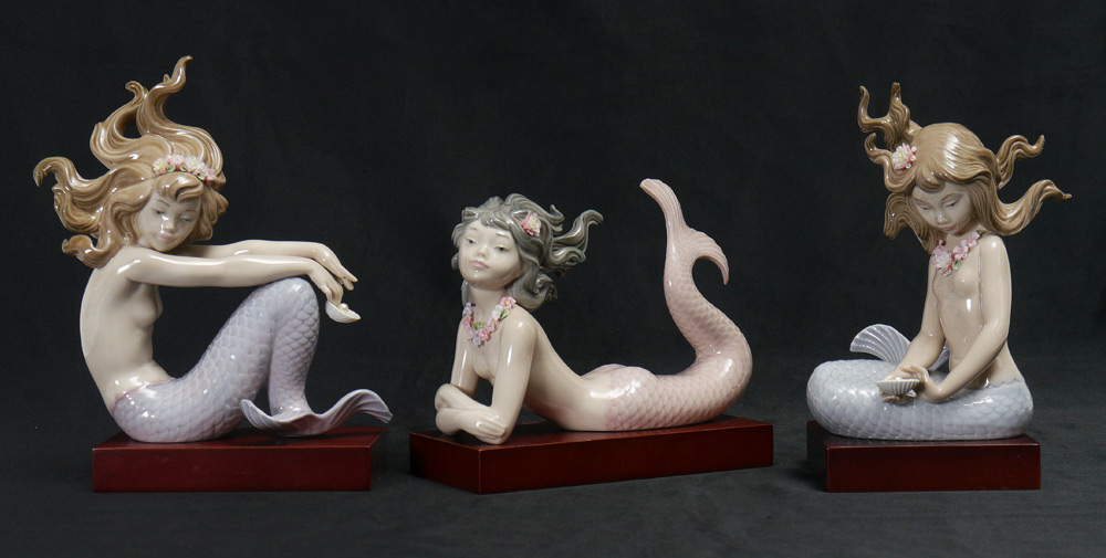 Appraisal: LLADRO PORCELAIN MERMAID TRIO ILLUSION FANTASY MIRAGE all by sculptor