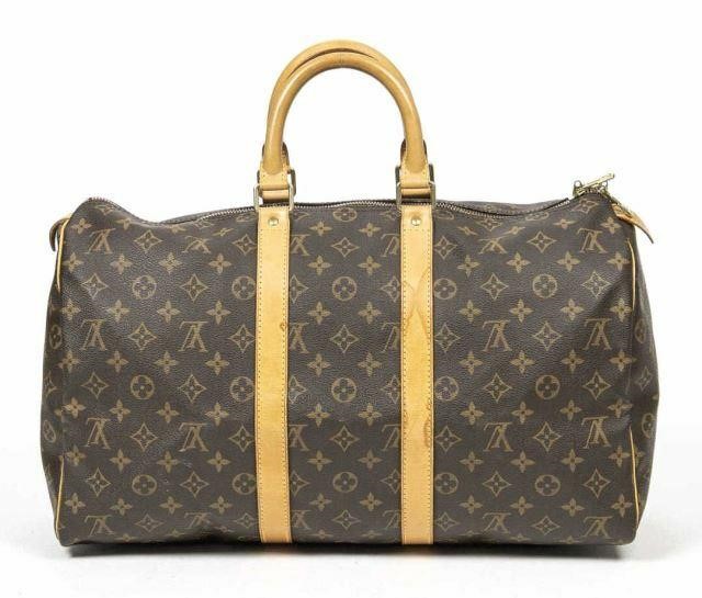 Appraisal: Louis Vuitton Keepall duffle bag in monogram coated canvas with