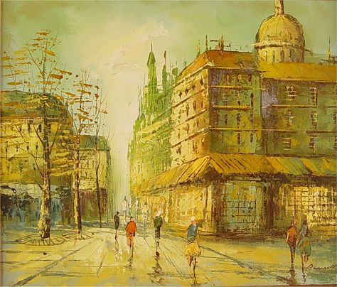 Appraisal: PARISIAN STREET SCENE SIGNED DUMONT OIL Canvas '' x ''