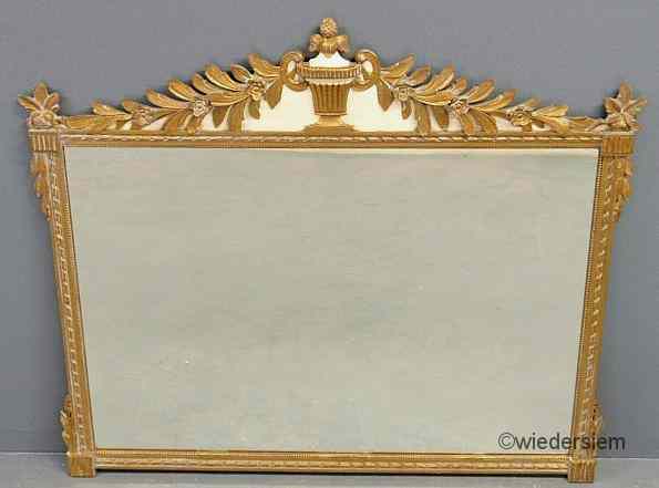 Appraisal: Friedman Bros faux white gold gesso mirror with urn and