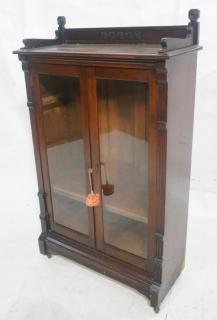 Appraisal: Victorian Walnut Double Glass Door Bookcase Anti Victorian Walnut Double