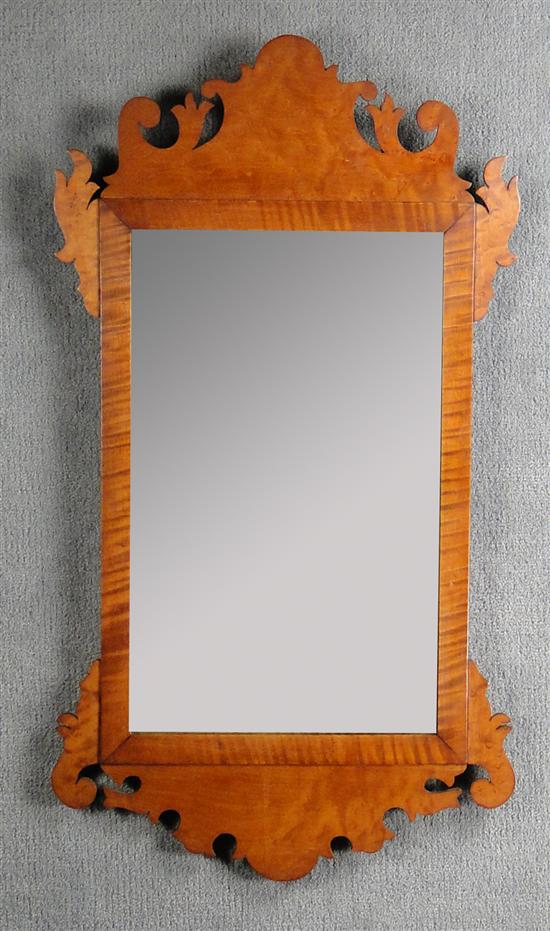 Appraisal: Chippendale Style Curly Maple Mirror x