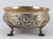 Appraisal: A Victorian embossed silver bowl on four feet by D