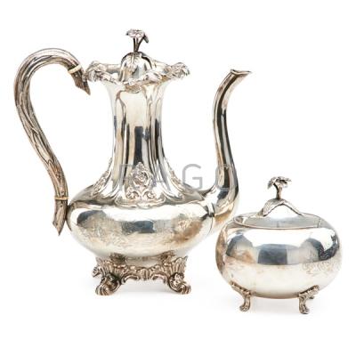 Appraisal: SWEDISH SILVER COFFEE POT AND COVERED SUGAR BOWL Condition Report